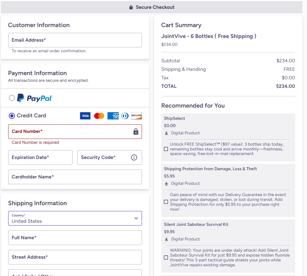 Joint Vive order form